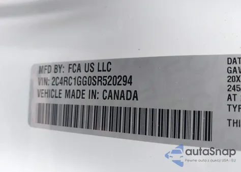 2025 Chrysler Pacifica Limited из США, поврежденный, VIN 2C4RC1GG0SR520294